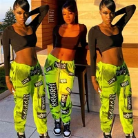 womens 2022 spring and autumn new street ins printed straight trousers mid waist harem commuter casual pants