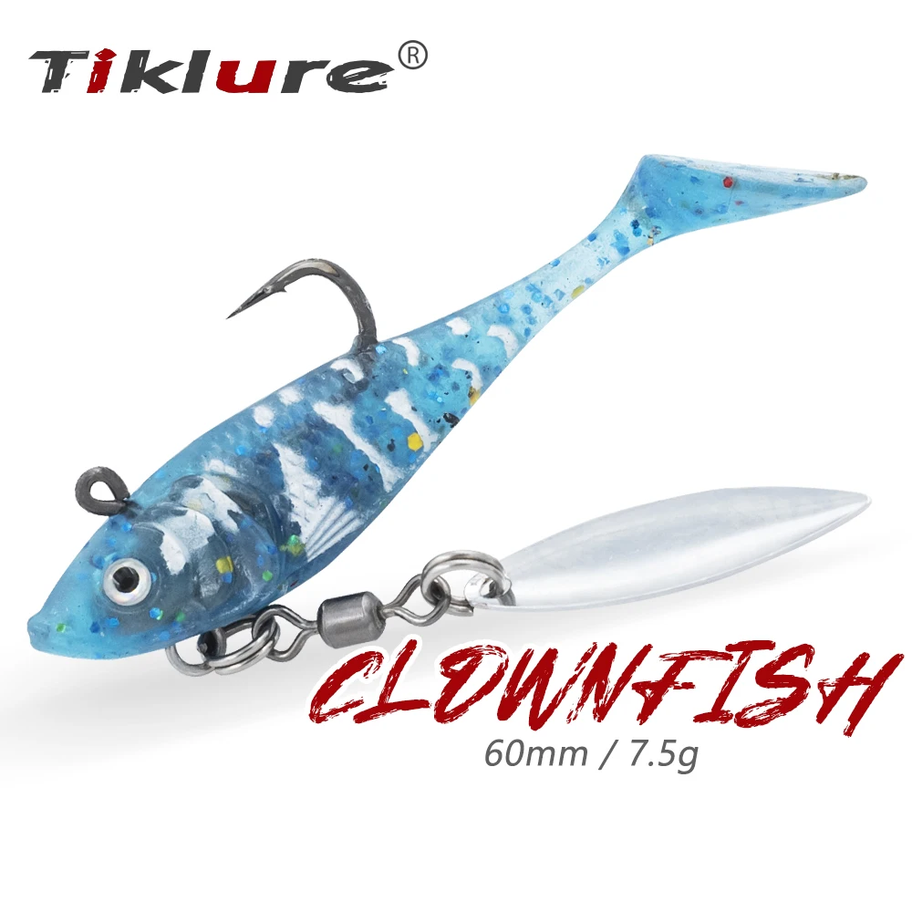 

Tiklure 3D Soft Bait Silicone Wobbler Fishing Lure Spinner Lead Head Jig Swimbaits Pike Bass Shad Perch Gear Lifelike Tackle