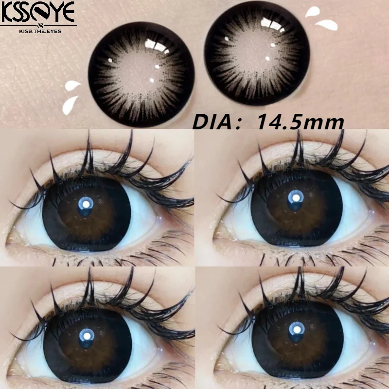 

KSSEYE 2 шт. контактные линзы с градусом для красоты глаз черные Большие Контактные линзы натуральные линзы 14,5 мм большие ученики Бесплатная доставка