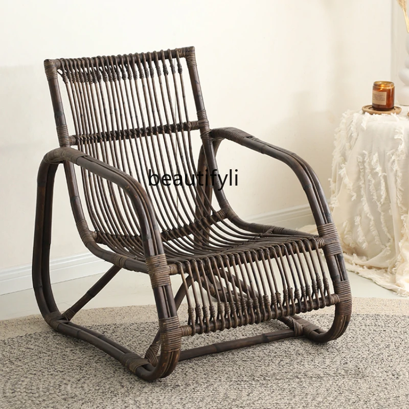 

Диван yj из ротанга в стиле ретро, минималистичное кресло для дома, гостиной, отдыха, балкона, одноместное кресло