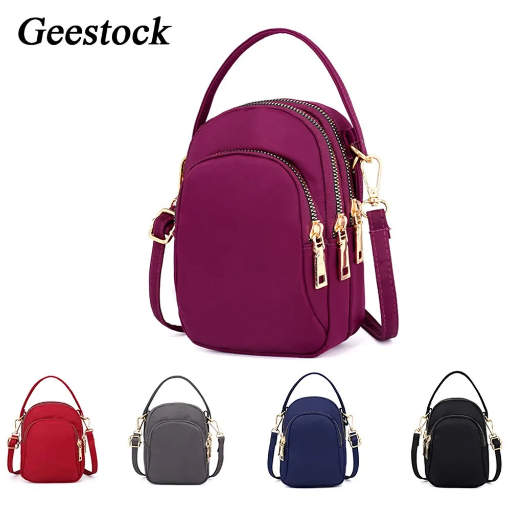 

Geestock мобильный телефон Bag женская сумка через плечо маленькая верхняя сумка нейлоновая водонепроницаемая сумка через плечо женская сумка-мессенджер из ткани для денег