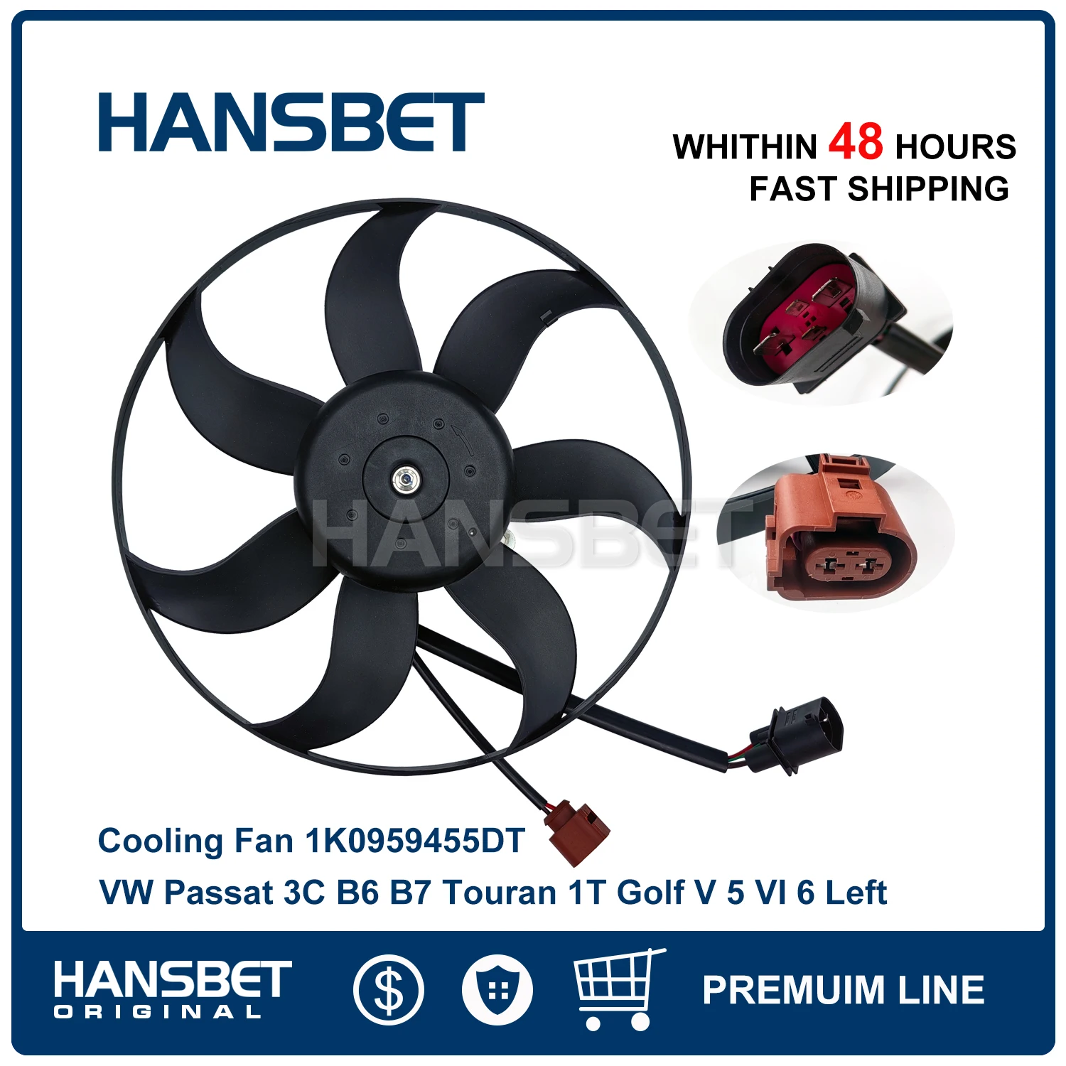 Вентилятор охлаждения радиатора с модулем управления для VW Golf Beetle Jetta Passat Audi A3 1K