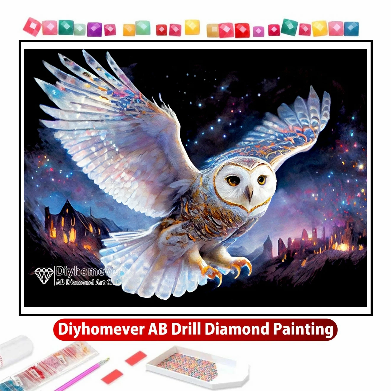 

Magic Owl 5D DIY AB Diamond Painting Embroidery Fantasy Animal Cross Stitch Kits Mosaic Picture Handicraft Home Decor Gift