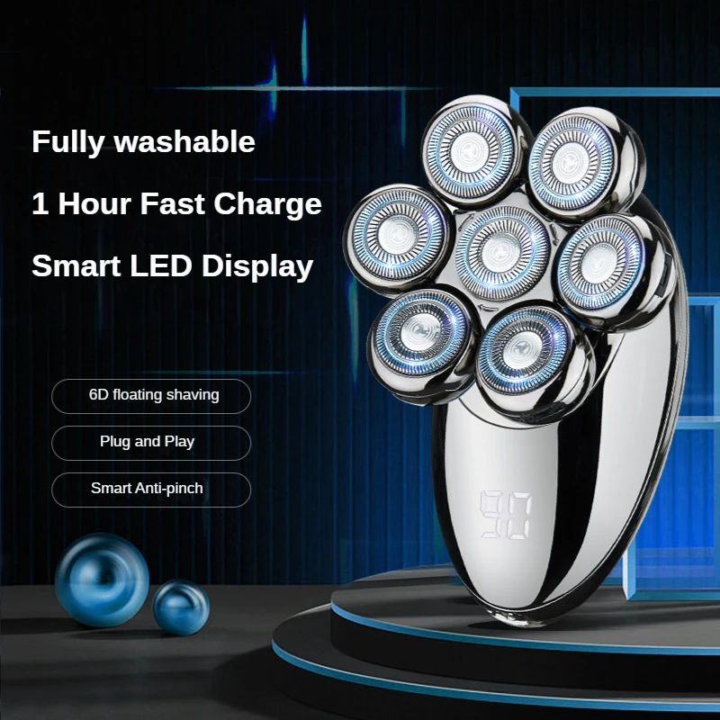 

Electric Shaver 7D Floating Head Rechargeable Bald Head Electric Shaver LCD Waterproof Portable Hair Trimmer Razor Machine