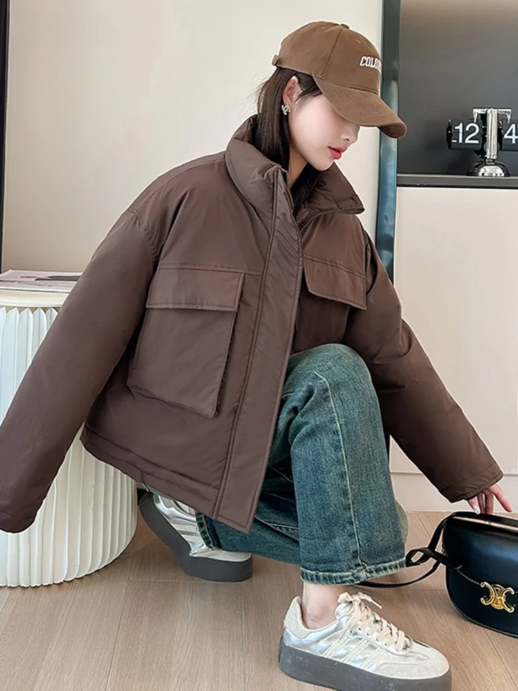 La Chapelle зимнее новое корейское пальто с простым большим карманом и хлопковой
