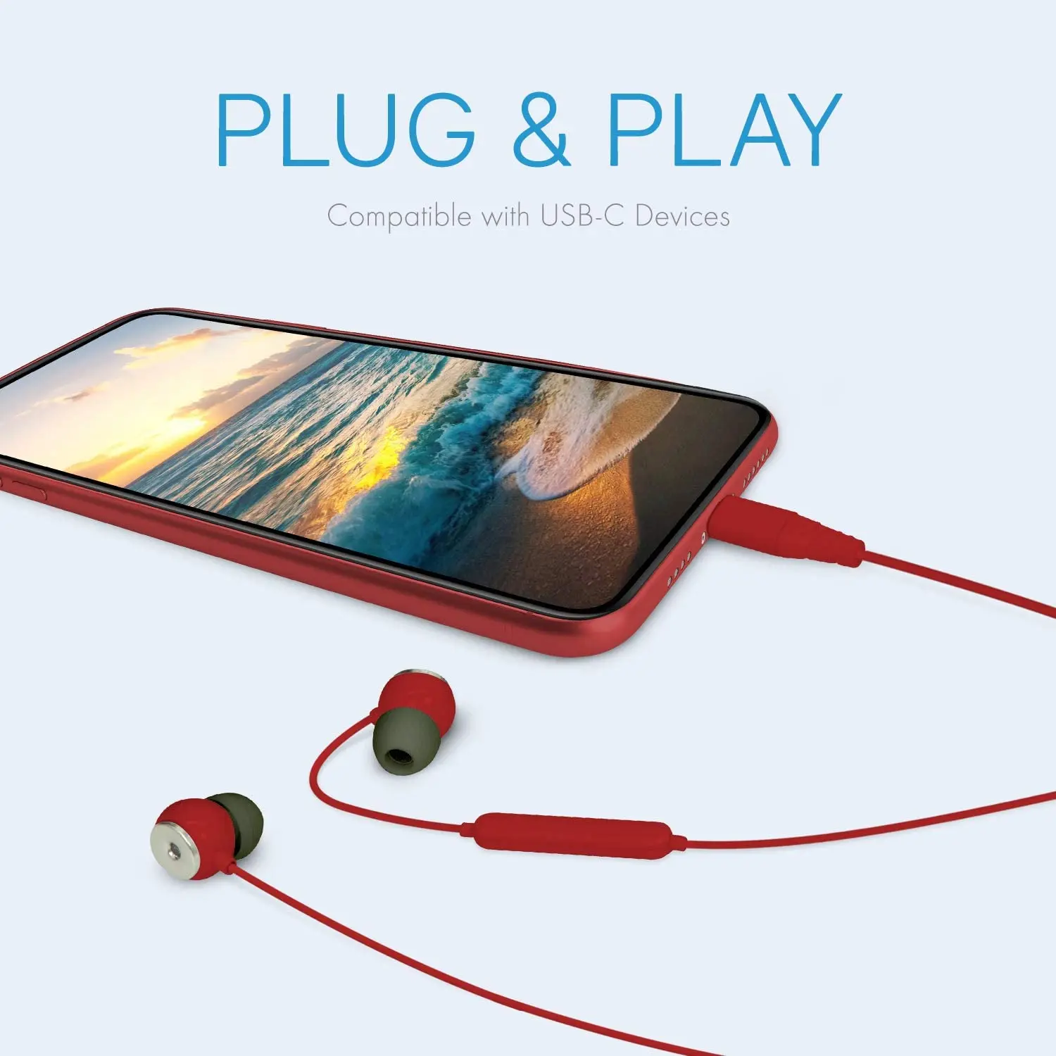 

NEW Fones de ouvido USB-C UltraBuds de alta fidelidade vermelho