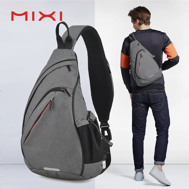 Mixi Men One Shoulder Backpack Women Sling Bag Crossbody USB Boys Cycling Sports Travel Versatile Fashion Bag Student School 1