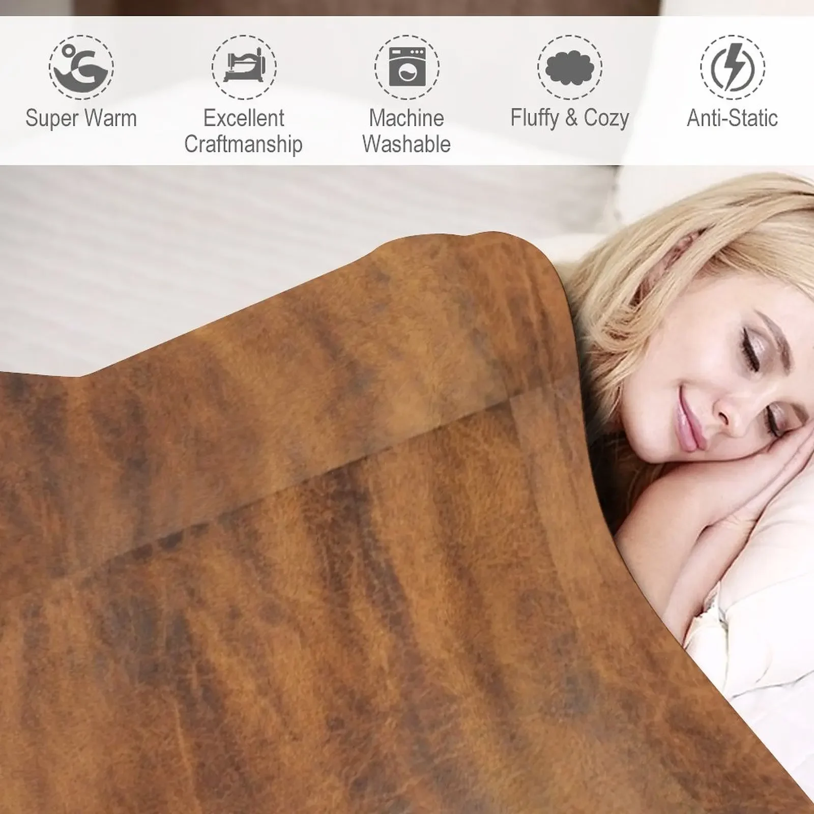 Коричневая старая Кожа | Этическое одеяло из воловьей кожи для сна