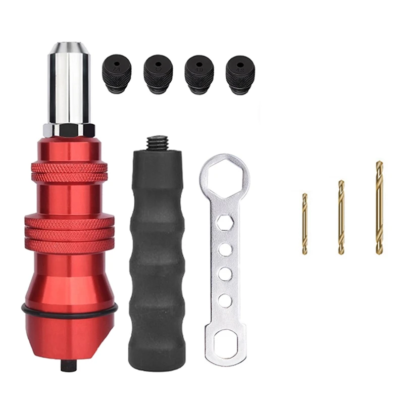 

New Electric Rivet Tools Adapter 2.4-4.8Mm Rivet Nut Tool Bit Adapter, Insert Nut Pull Riveting Tool With 3Pcs Drill