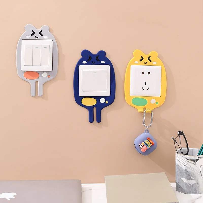 

Multi-purpose Luminous Cartoon Switch Plug Hook Socket Keys Holder Self-adhesive Organizer Home Wall Decor Waterproof Hook