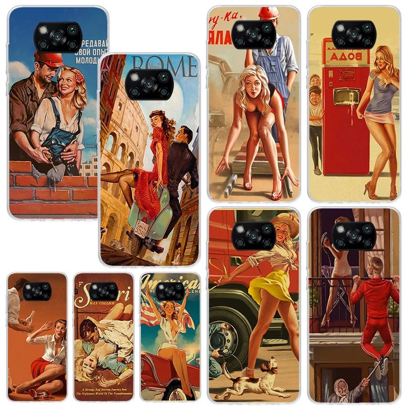Сексуальный винтажный чехол для телефона Pin Up Girl Xiaomi Poco X6 X5 X4 X3 Nfc F6 F5 Pro F4 Gt F3 F2 F1 M5S M4