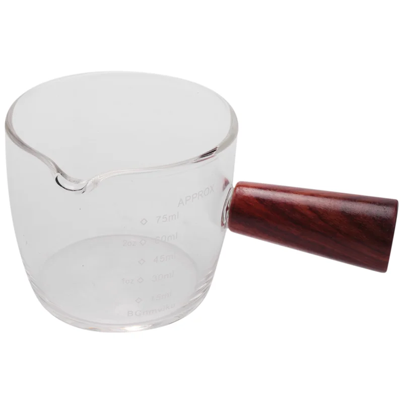 

Стеклянный мерный стакан для эспрессо, 75 мл, тройной кувшин, бариста, одинарный вынос с деревянной ручкой
