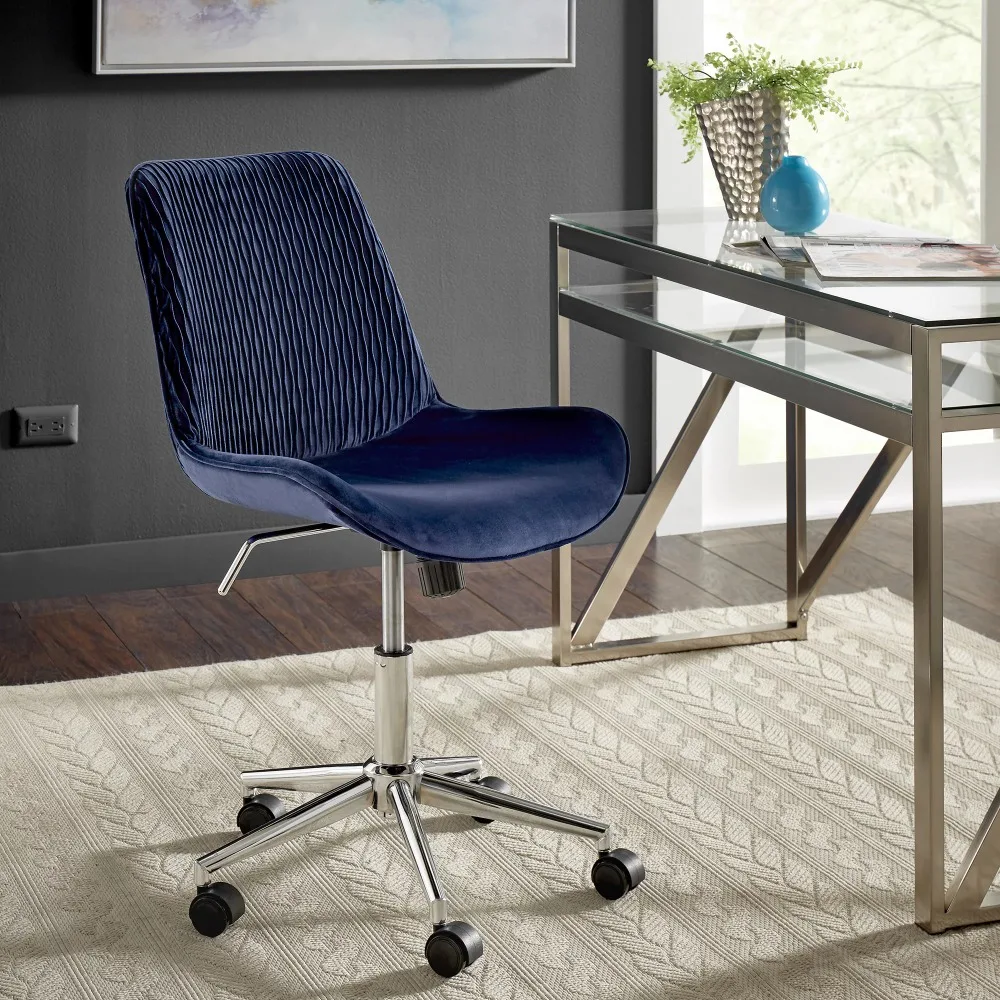 

Weston Home Koa Velvet Ripple Pattern Office Chair, Navy Blue