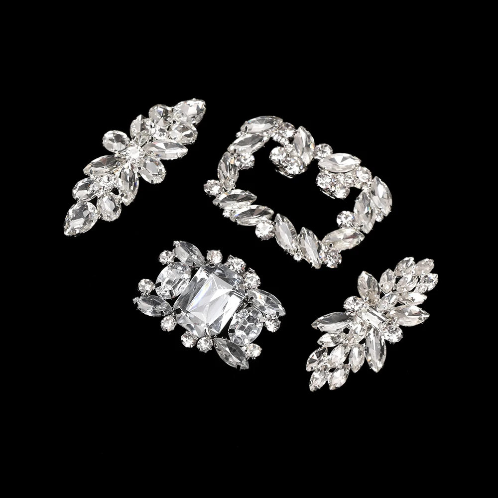 1Pc Shiny Rhinestone Decorative Clips Women Wedding Square Clamp Shoe Clip Bride High Heel Charm Buckle Decorations - купить по