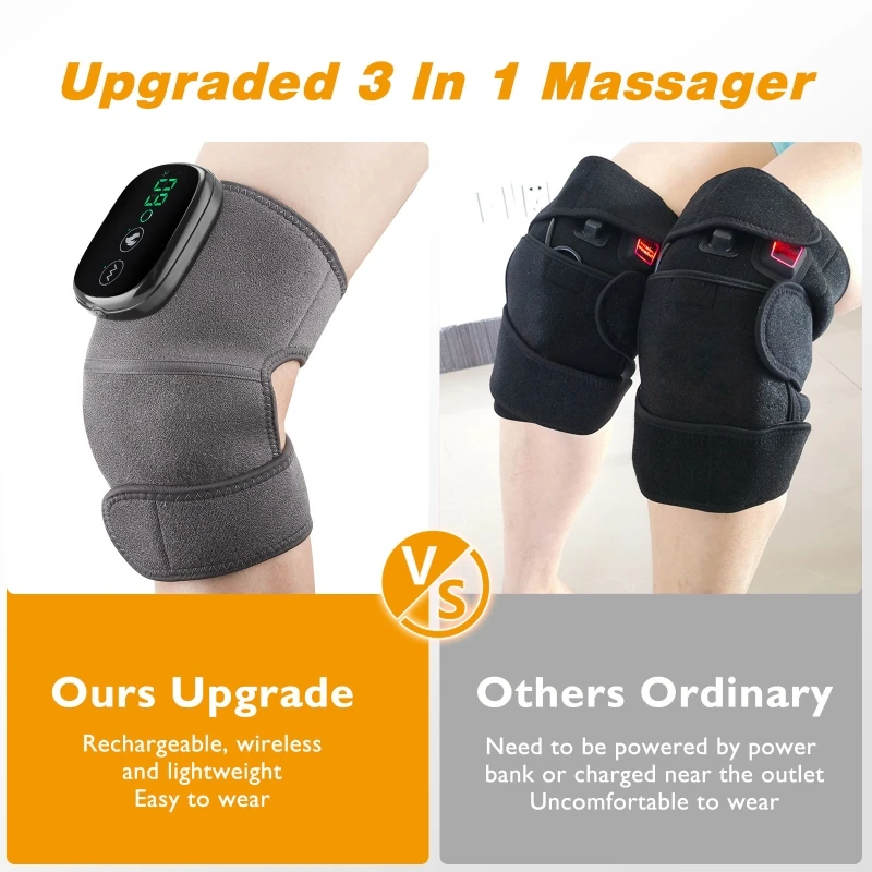 

Heated Knee Brace Wrap Support Electric Therapeutic Heating Pad Rechargeable 4000mAh Battery for Joint Pain, Pain Relief