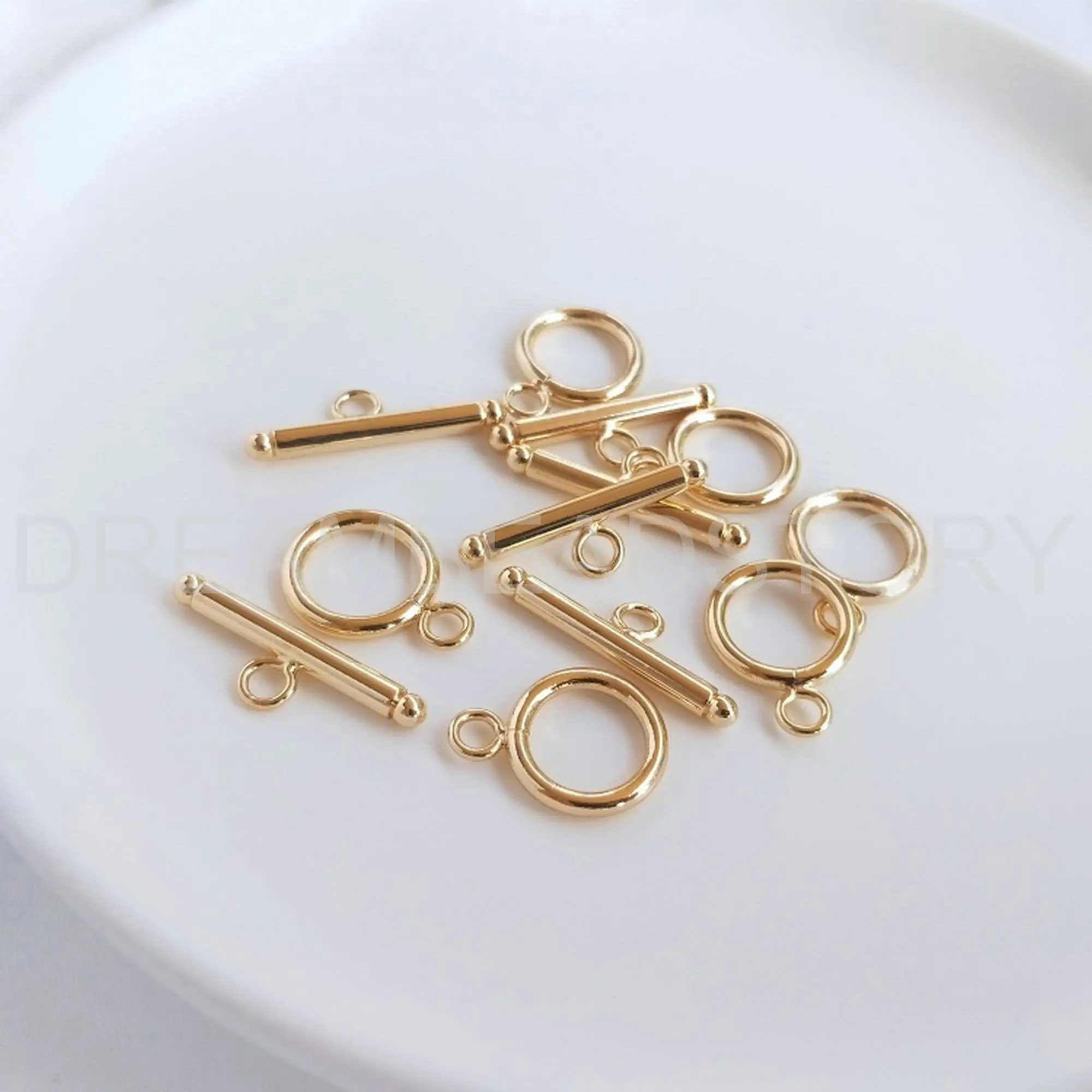 

Clasps for Jewelry Making 14K Gold Plated Circle Ring and Toggle Bar Connector Clasp for Women Necklace Bracelet Making Supply