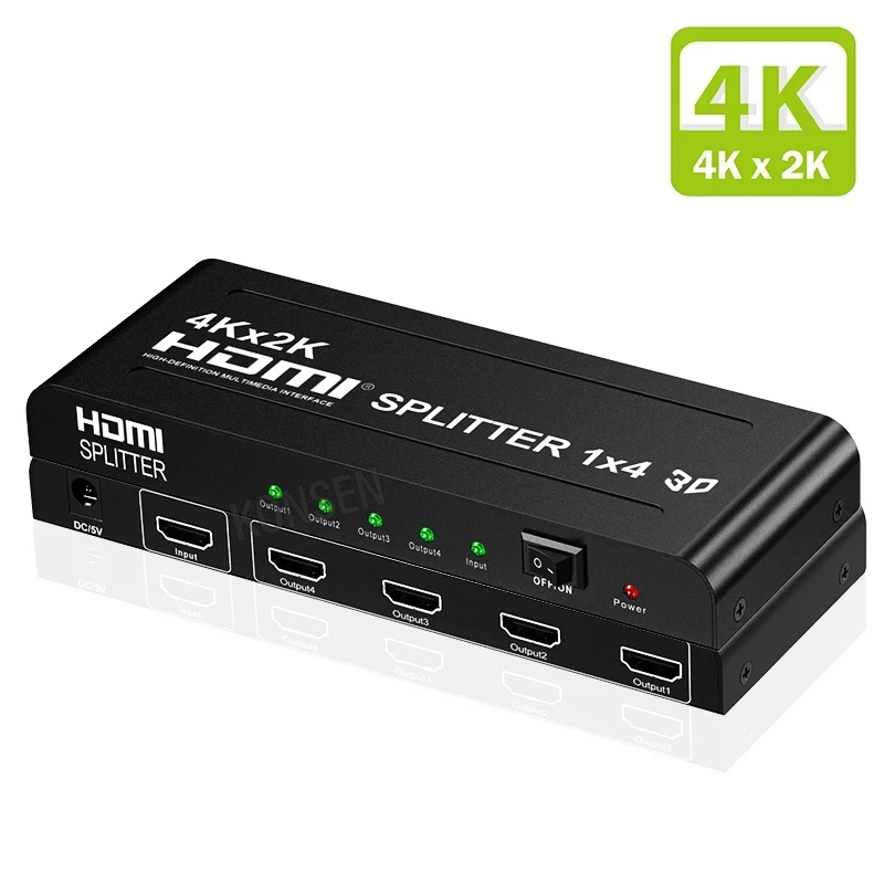 

4K 3D HDMI-compatible splitter 1X4 HDMI Distributor 1 input 4 output 4K 30Hz Video HDMI Switch Amplifier For HDTV DVD PS3 Xbox