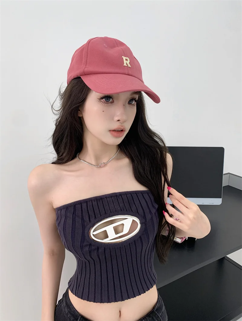 

Топ женский трикотажный без бретелек, пикантная Облегающая майка с открытой спиной, Модный укороченный топ в Корейском стиле, Y2k, на лето