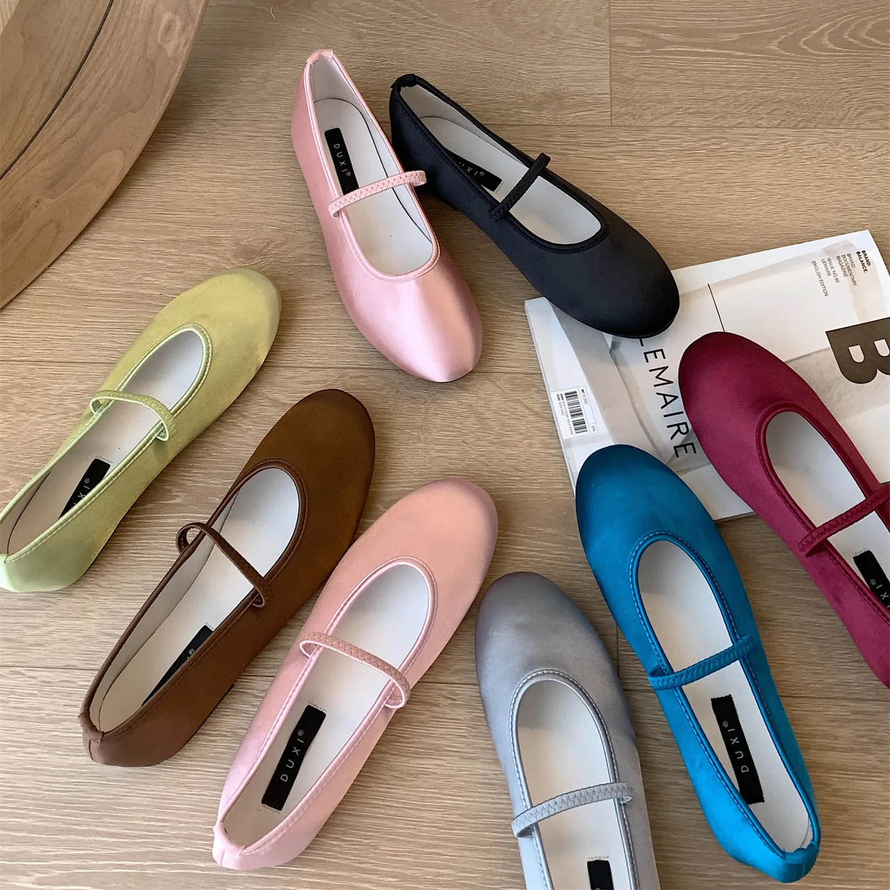 

Bailamos Spring/Autumn Senior Silk Satin Flats Mary Jane Shoes Round Toe Women's Shoes Bow Ballet Flats Women Dress Shoes