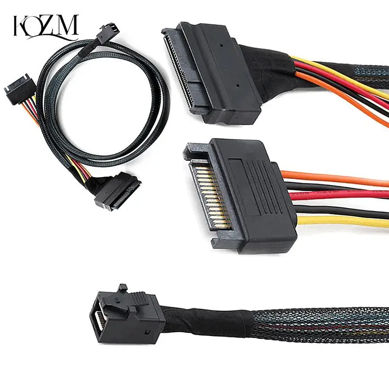 Встроенный кабель 12G Mini SAS HD к U.2 36P SFF-8643 к SAS U.2 SFF-8639 кабель 0,5 м/1 м с 15-контактным SATA блоком питания, подходит для U-2 SSD