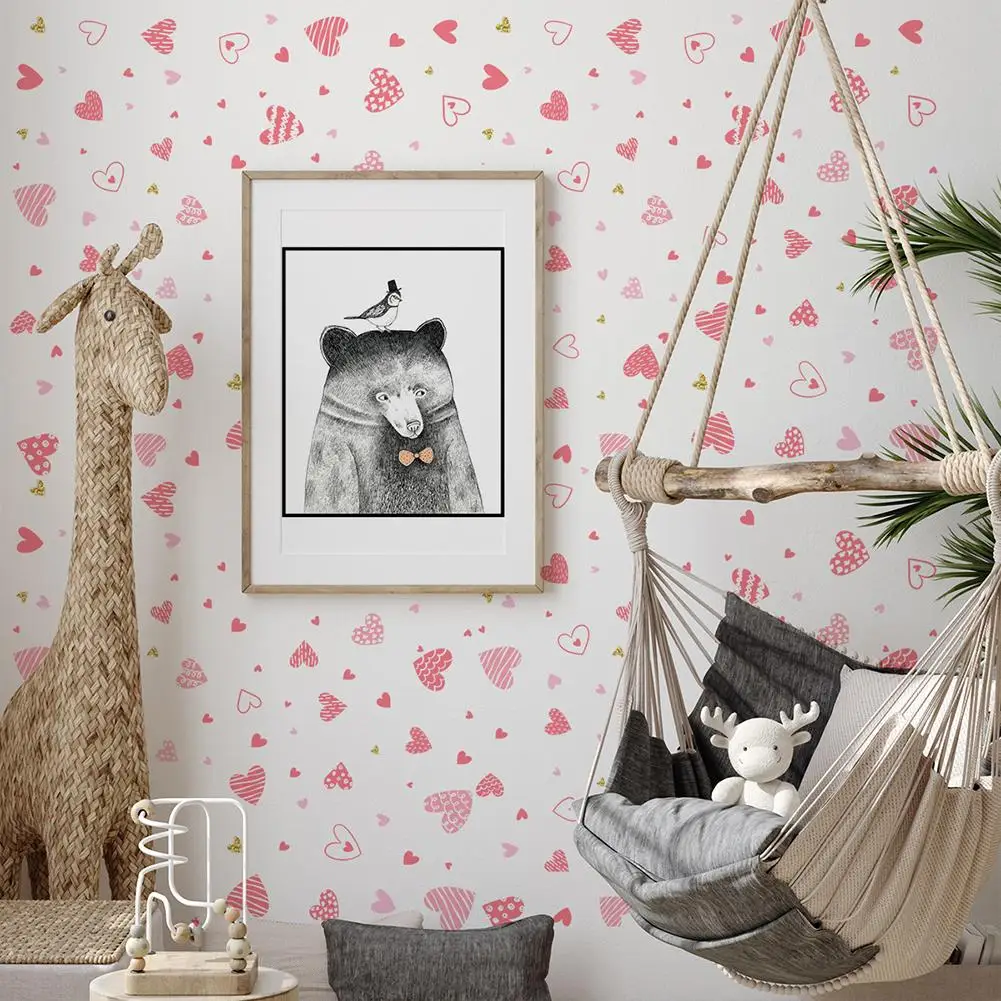 

Pink Love Valentine Day Wall Stickers Wedding Party Living Room Bedroom Background Wall Decoration Removable Wall Stickers