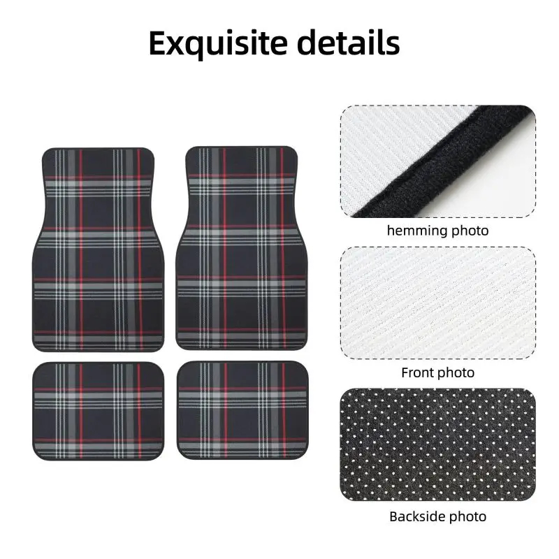 Фото Автомобильные коврики GTI Tartan, универсальные, нескользящие, для переднего и заднего сидений, комплект из 4 штук, аксессуары для авто, декор №5