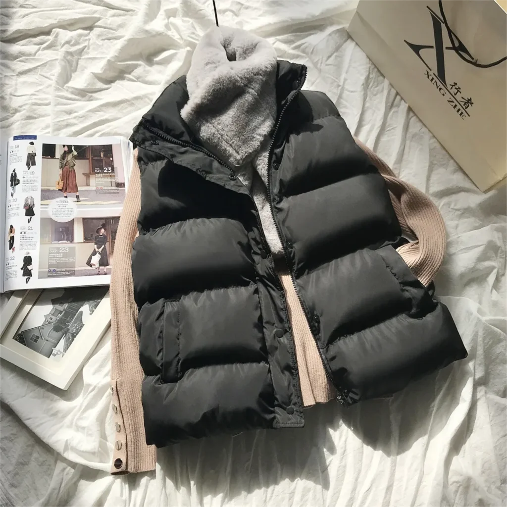 Vrouwen Winter Warm Cotton Padded Puffer Vesten Mouwloze Parka Jas
