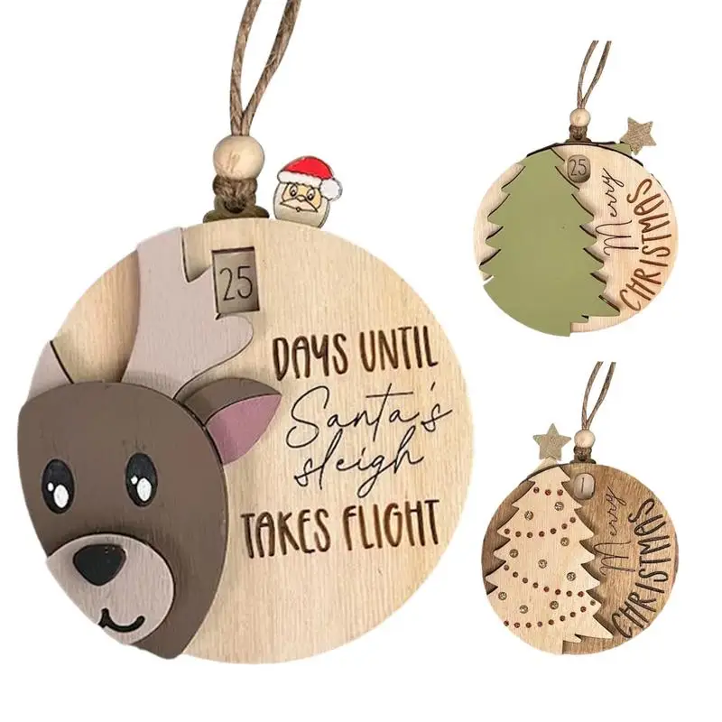 

3D Christmas Tree Countdown Sliding Ornament creative Xmas sliding ornament Wood Material Tree Pendant home party Accessories