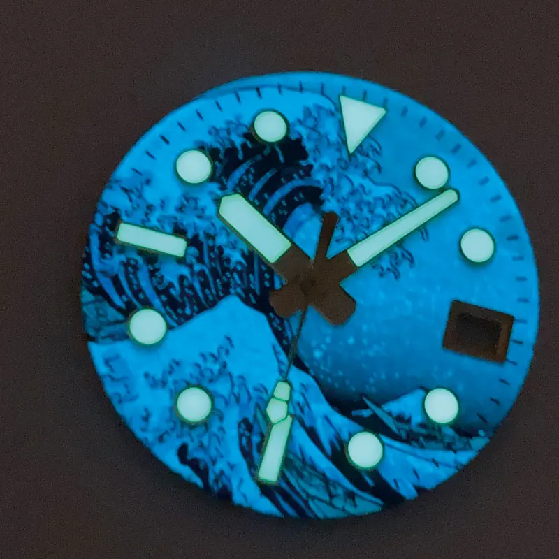 Запчасти для часов 28 5 мм Kanagawa Wave золотистый фотоциферблат полностью светящиеся