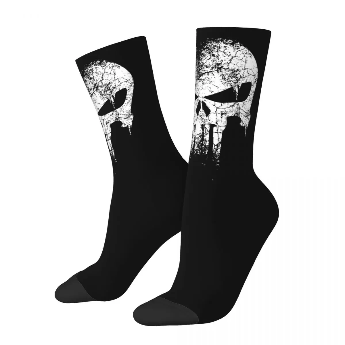 

Casual Punisher Skull Football Socks Polyester Middle Tube Socks for Unisex