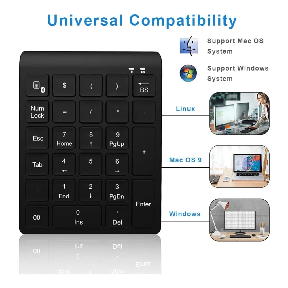 

27Keys Bluetooth-compatible Wireless Numeric Keypad Mini Numpad With More Function Keys Digital Keyboard For Pc Accounting Tasks