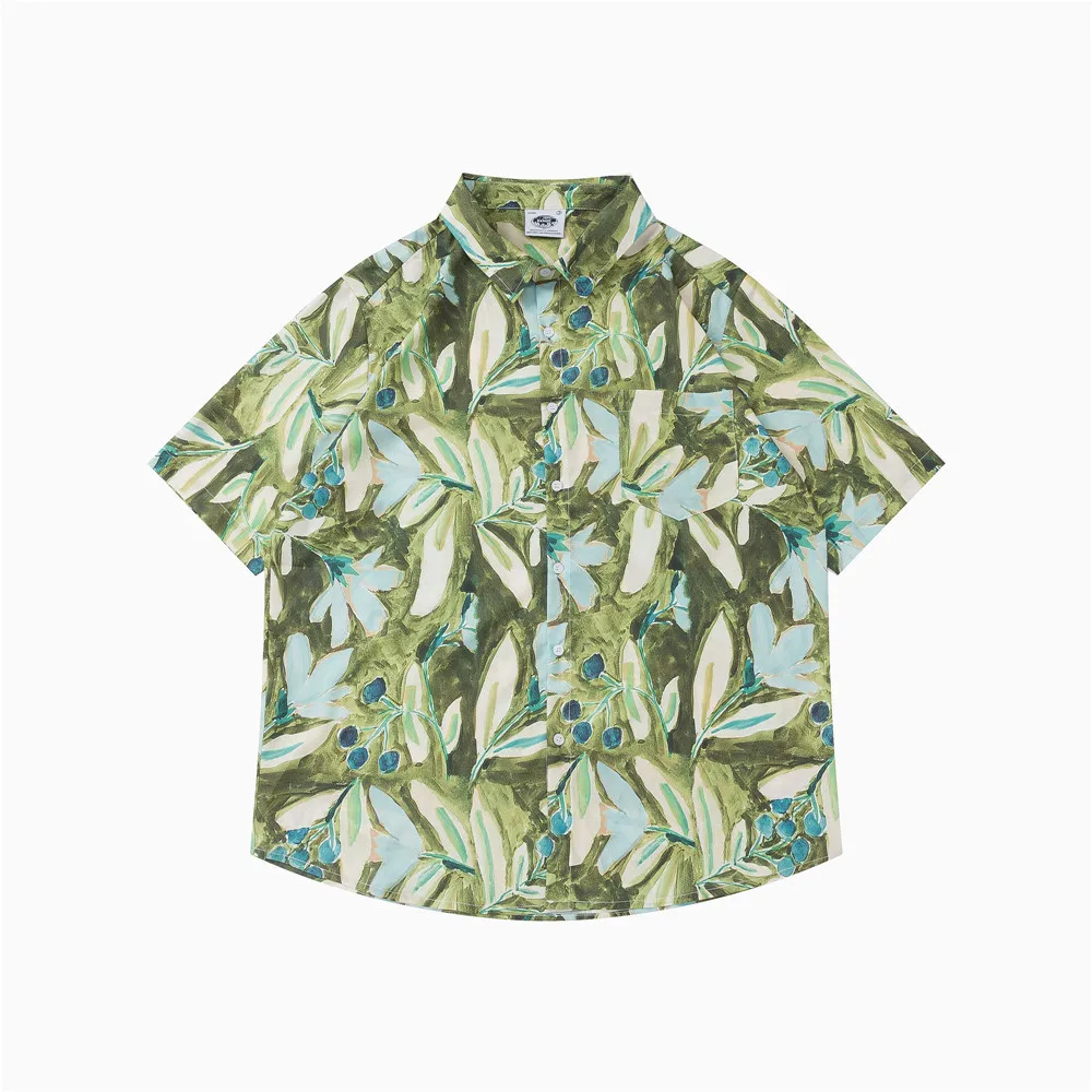 

OSCN7 Casual Printed Short Sleeve Shirt Men Street 2022 Hawaii Beach Oversize Women Fashion Harujuku Shirts for Men 3311