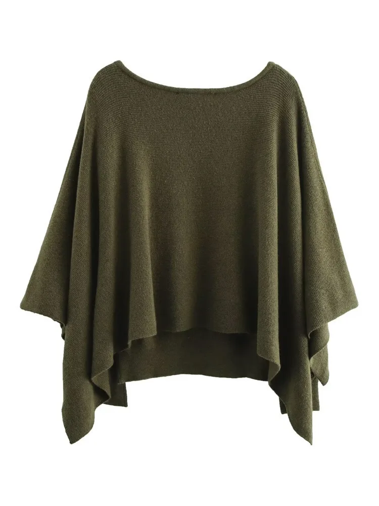 Женский вязаный свитер EAM с круглым вырезом и длинными рукавами летучая мышь