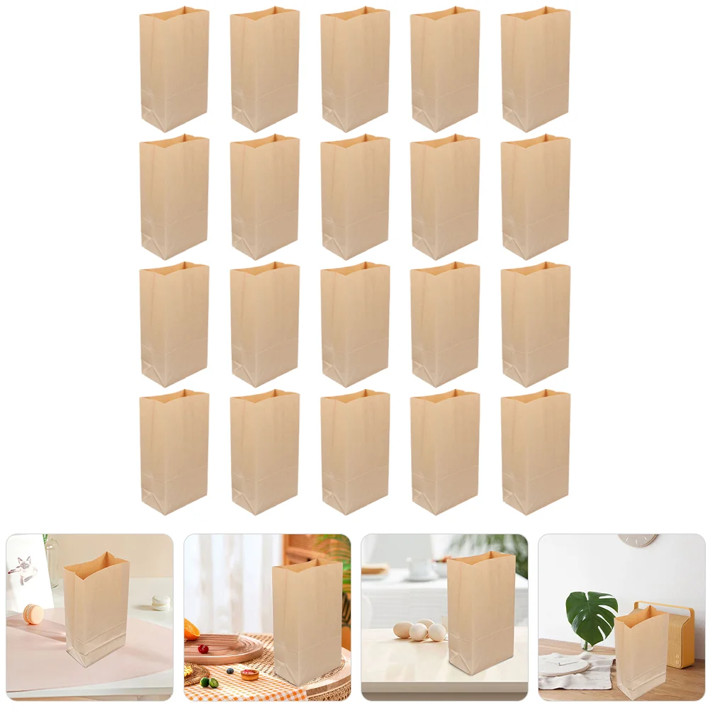 

20 Pcs Birthday Bags Presents Gift Packing Pouch Kraft Paper Takeout Toaster Candy Bread
