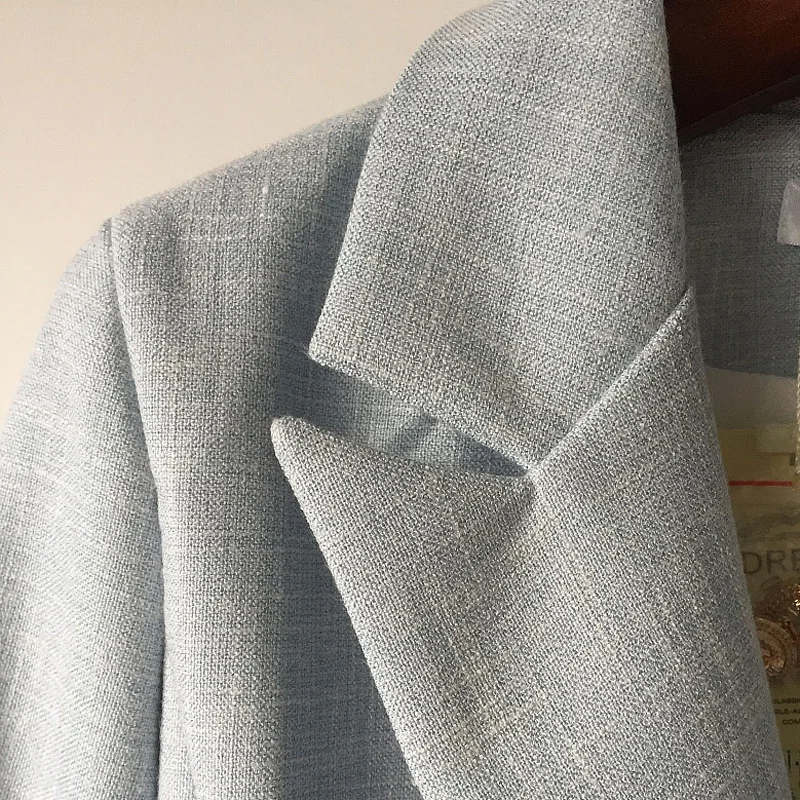 Women's Metal Lion Head Button Double Breasted Blazer