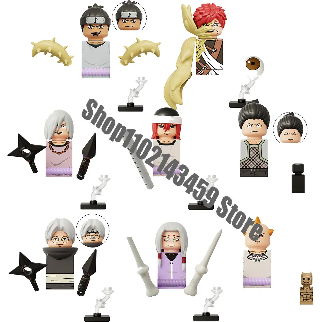 

KDL813 Narutos кирпичи аниме Gaara Kimimaro Shikamaru Tayuya мини Экшн-фигурки пластиковые игрушки модель