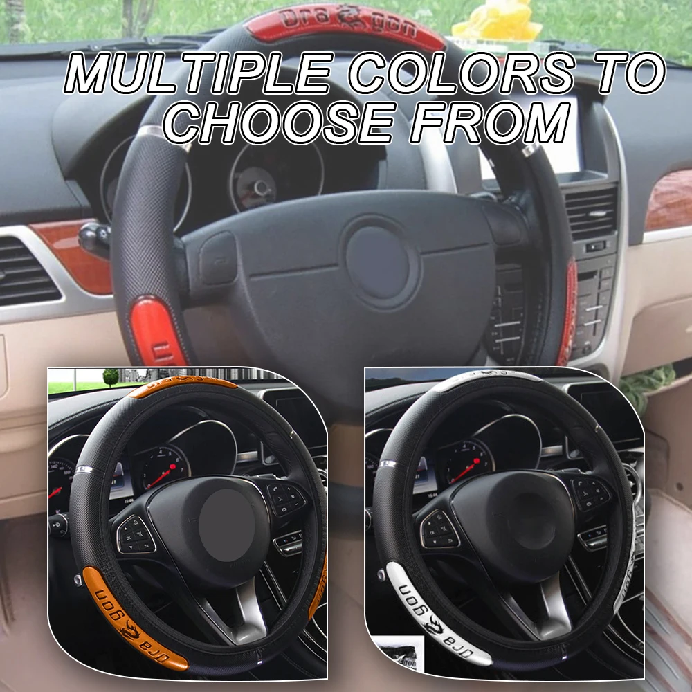 

Car Steering Wheel Cover Reflective Dragon Leather Car Steering Wheel Protection Cover Elastic Band Handle Cover Car Supplies