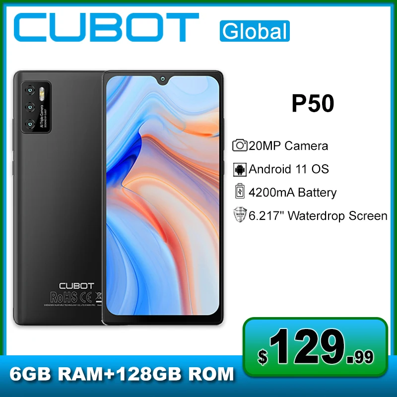 Cubot P50 Smartphone Android 11 OS 6GB +128GB 6.217