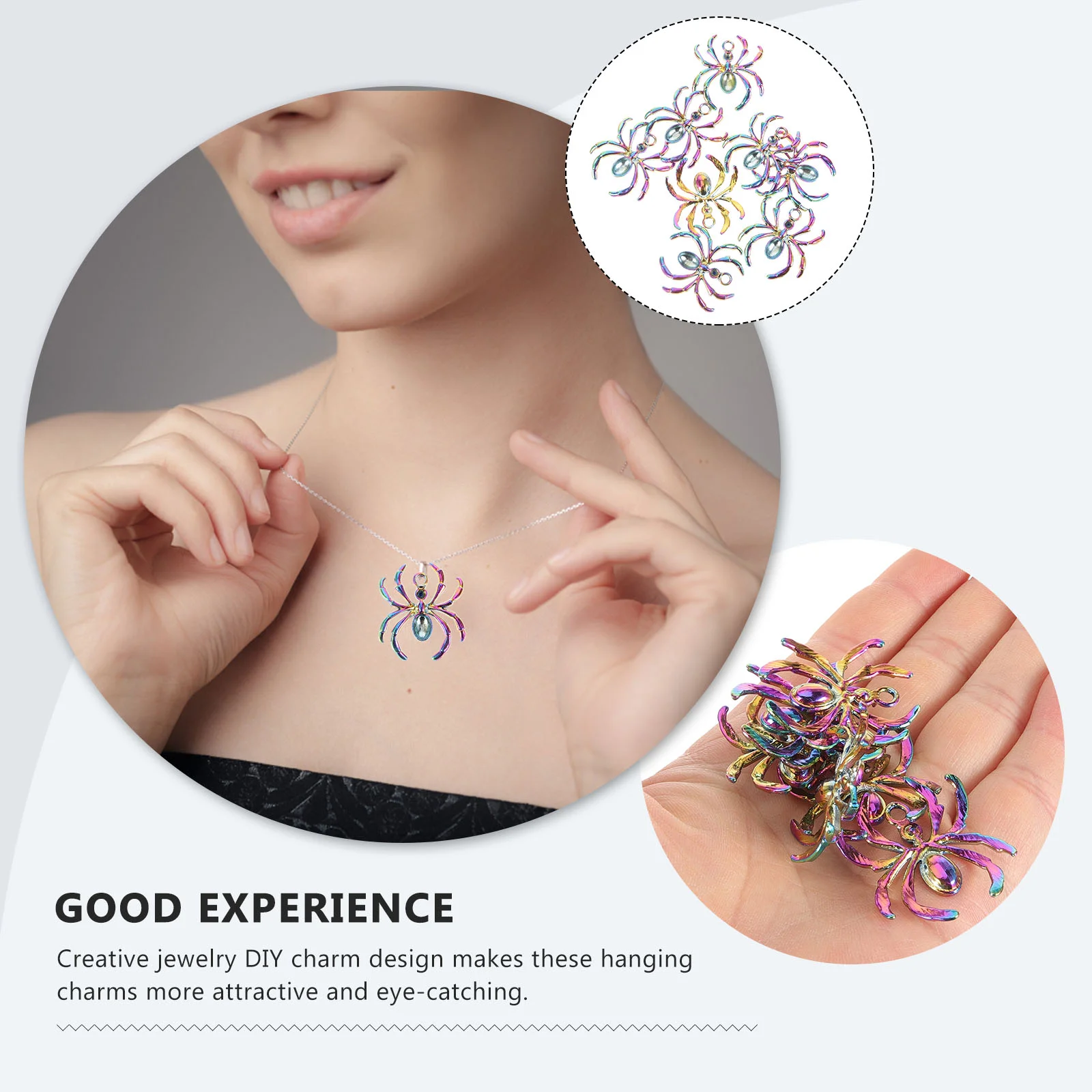 100 Pcs Colorful Spider Pendant Charm Necklace Bracelet DIY Jewelry Making Findings Small Crafting Alloy Accessories Material