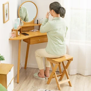 Dressing Table Simple Multifunctional Dressing Table With Mirror Stool Smooth Rounded Corners  Nanzhu Dressers Makeup Furniture