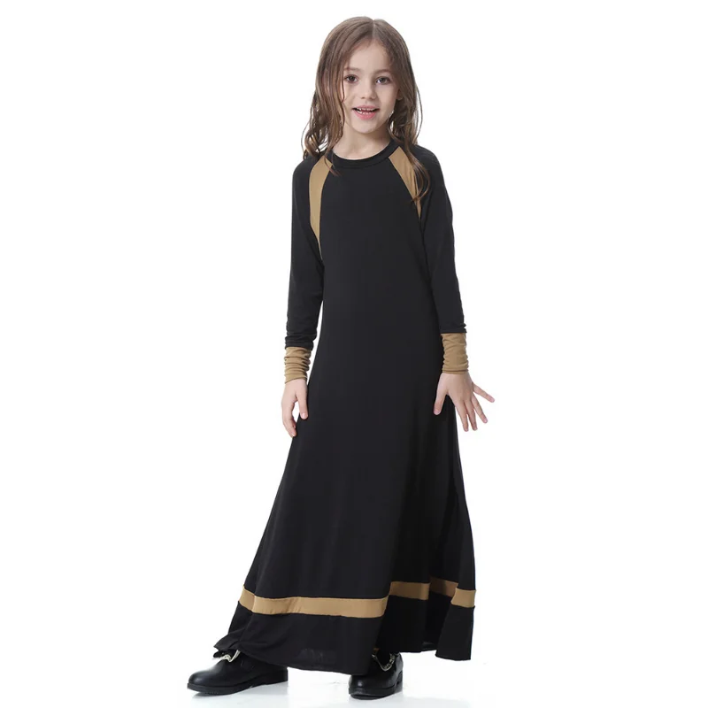 Girls Long Sleeve Dress Middle East Arab Dubai Children Ramadan Kaftan Robe Kids Muslim Abaya Dress Islamic Party Clothes