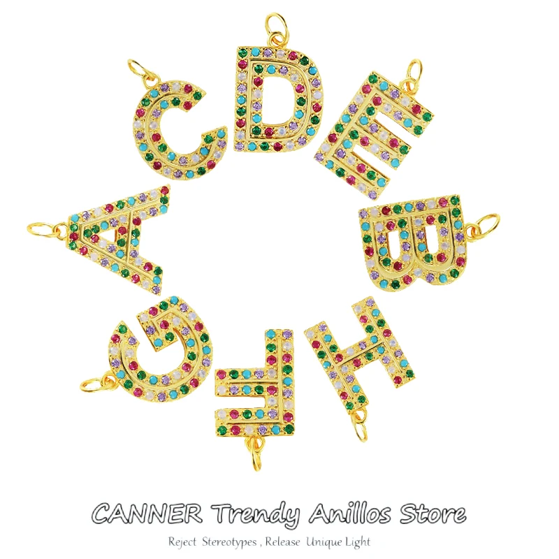 

CANNER 925 Sterling Silver Gold Color Crystal Letter Pendant for Women Necklace Earrings Fine Jewelry Accessories Handmaking