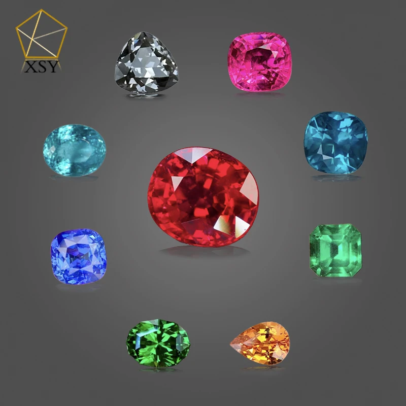 Натуральный рубин сапфир изумруд топаз турмалин и искусственный голубой камень