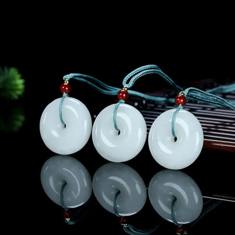 

Natural White Jade Love Heart Safety Buckle Bead Pendant Charm Jewellery Fashion Accessories Hand-Carved Man Woman Amulet Gifts