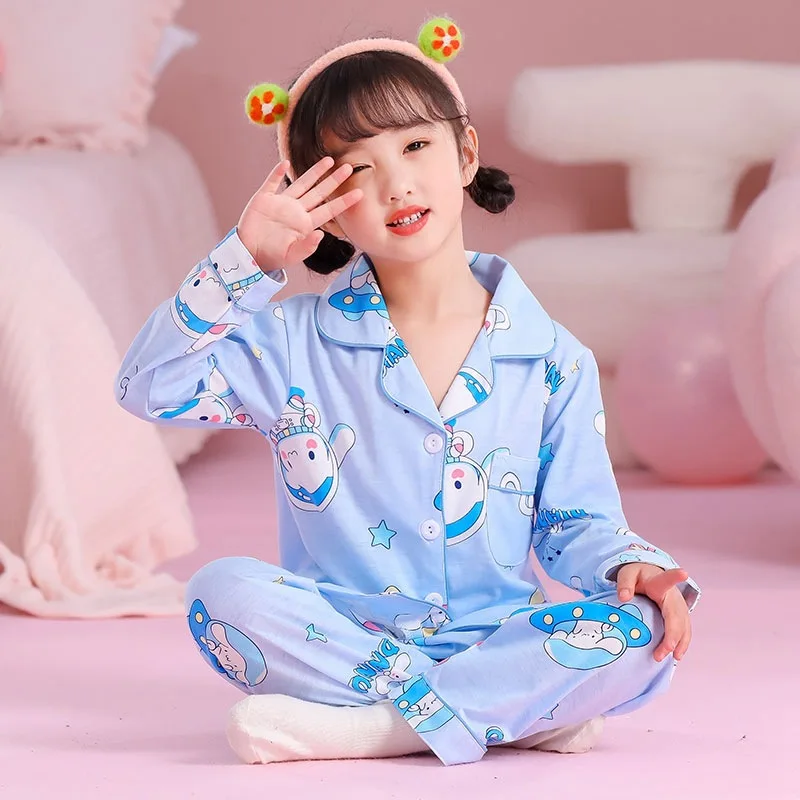 

Новинка, весенне-осенние детские пижамы, милые аниме Sanrio Cinnamoroll My Melody Kuromi, Детские пижамные комплекты, милые Мультяшные детские пижамы