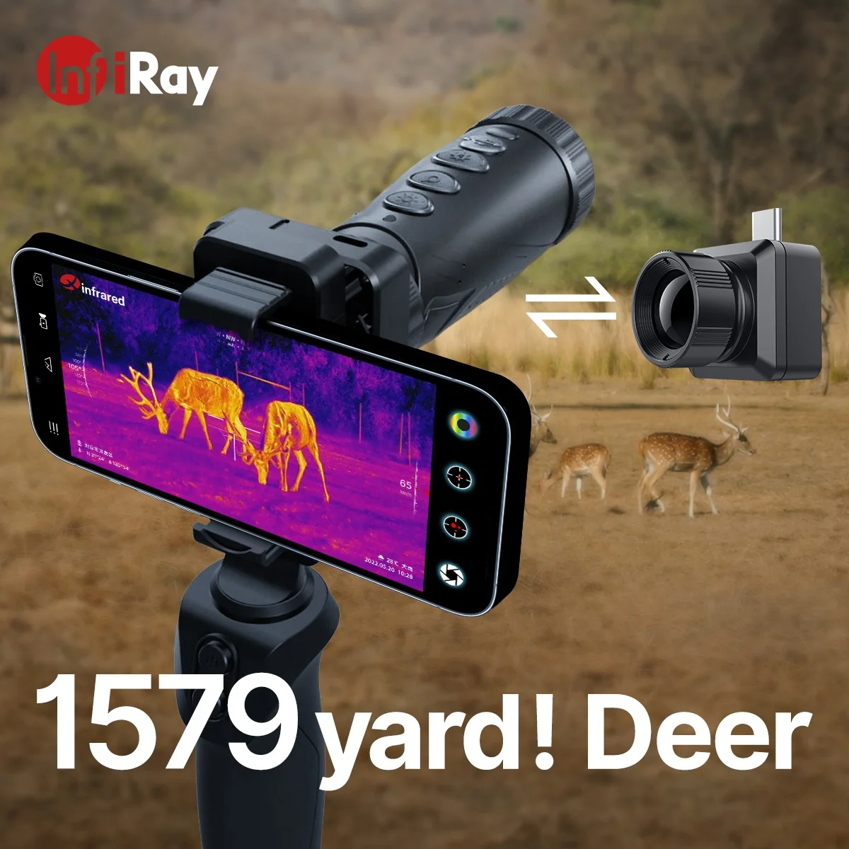 

Infiray T2Pro outdoor hunt scope mate HD night-vision thermal spotting captures monocular imager 1579yards deer xinfrared hiking