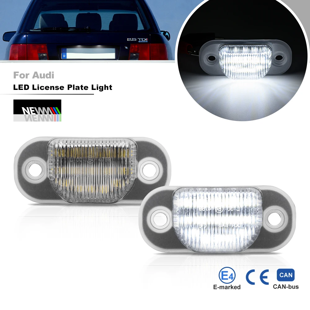 2PCs For Audi 80 B4 92-96 Cabriot 8G 92-00 100 S4 C4 91-94 A6 S6 94-97 Canbus White Led License Plate Lights Auto Tag Lamps