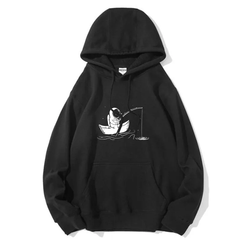 

Men Hoodie high quality Autumn Winter Cotton Blend funny astronaut print Hoodie Sweatshirt male Casual hip hop top Pullovers