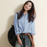 literary cotton and linen shirt summer 2022 new womens top design loose breathable long sleeved small fresh thin shirt fashion