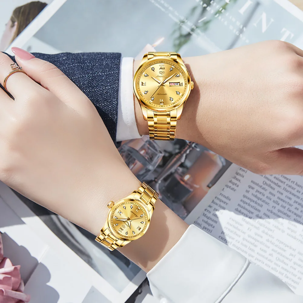 Couples Watch TAXAU Top Luxury Automatic Mechanical Wristwatch Waterproof Stainless Steel Strap Classic Clock Gift Free Shipping